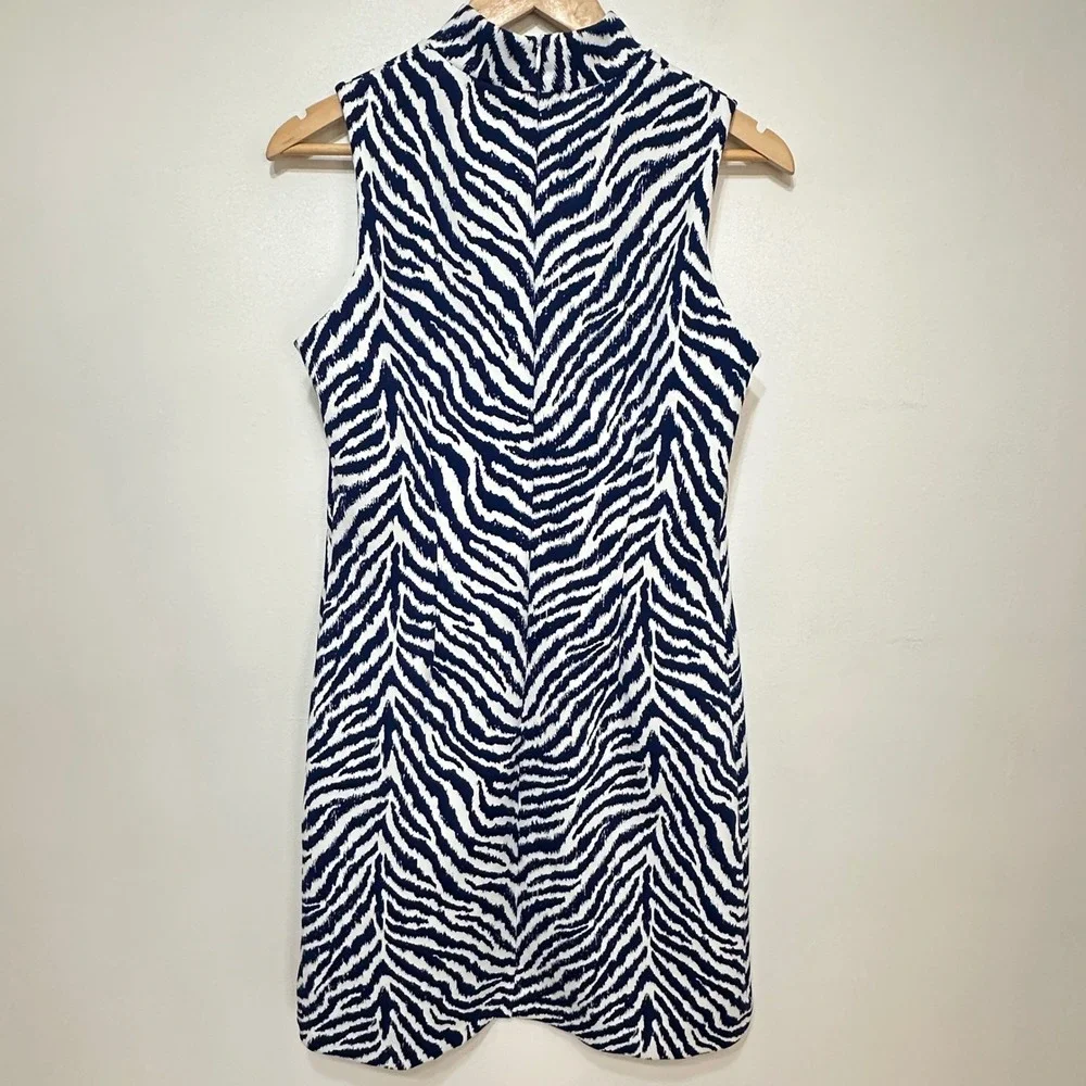 J.‎ McLaughlin Delaney Montego Sheath Dress Large Navy Zebra Scuba Sleeveless